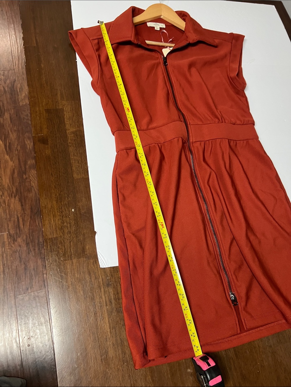 NWT entro Ribbed Zip-Front Dress in Rust - Picture 11 of 12